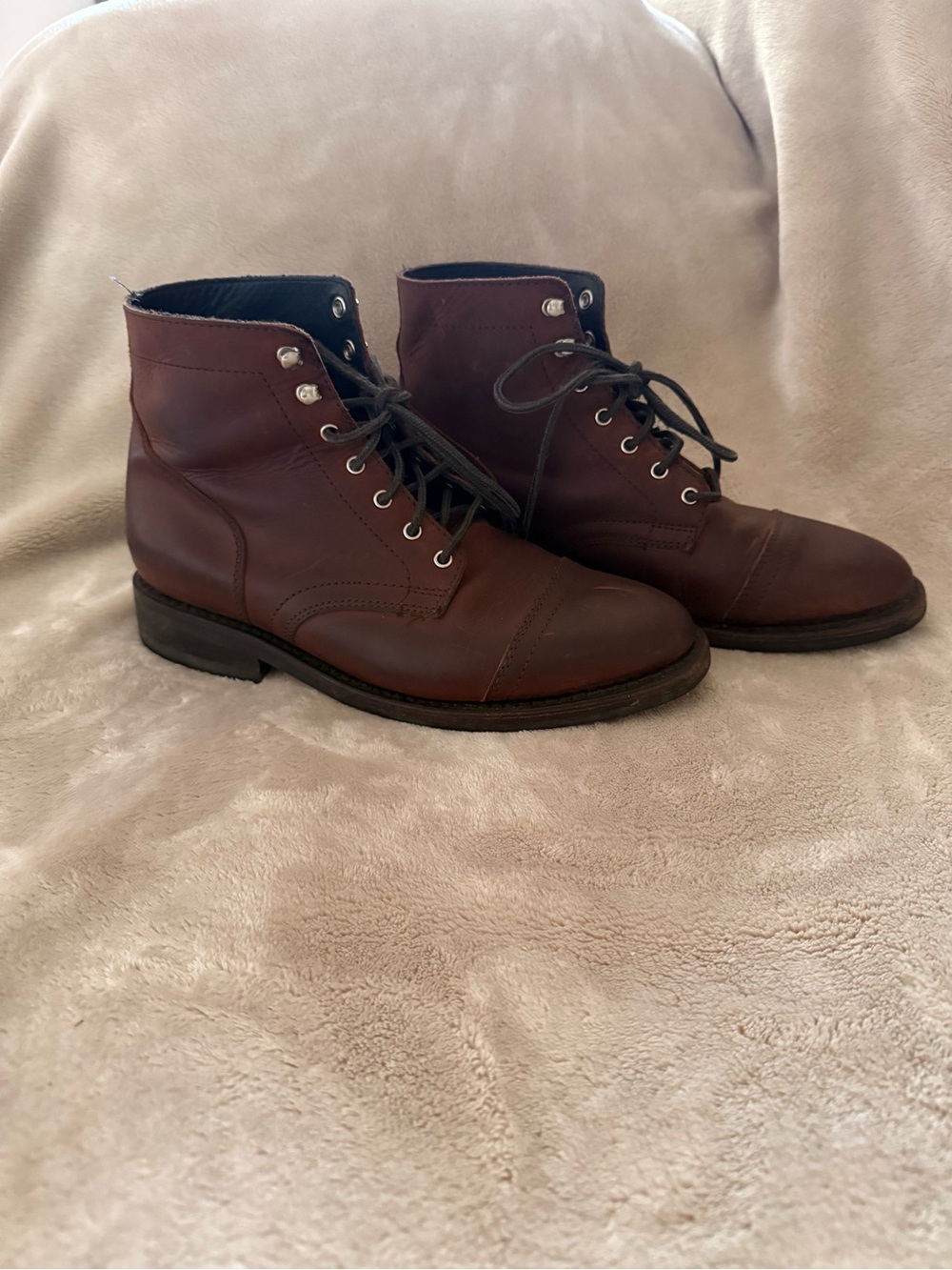 Thursday Boot Company Men's Dark Brown Leather Lace-Up Cap-Toe Boots
